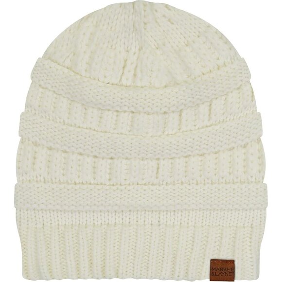 Chunky Knit Women's Beanie - Ultra Warm Winter Hat in Ivory, One Size Fits Most - Picture 5 of 6